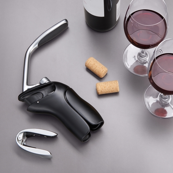 Steel Vertical Lever Corkscrew with Cork Stopper