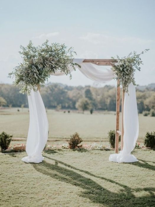 Simple Backyard Wedding Decor Fabric Arch