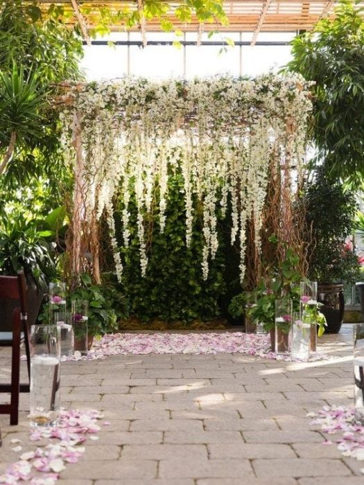 Floral Display In Backyard Wedding Decor Backdrop