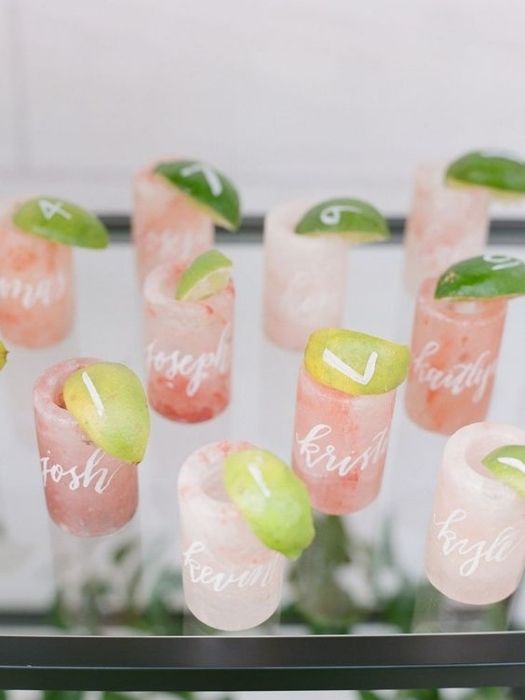 Backyard Wedding Decor Pink Salt Shot Glasses