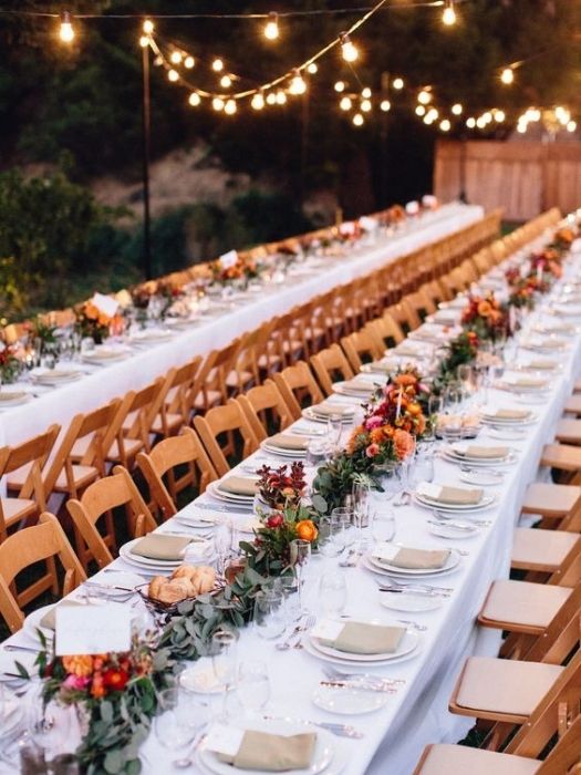 A Wedding Tablescape With String Lights