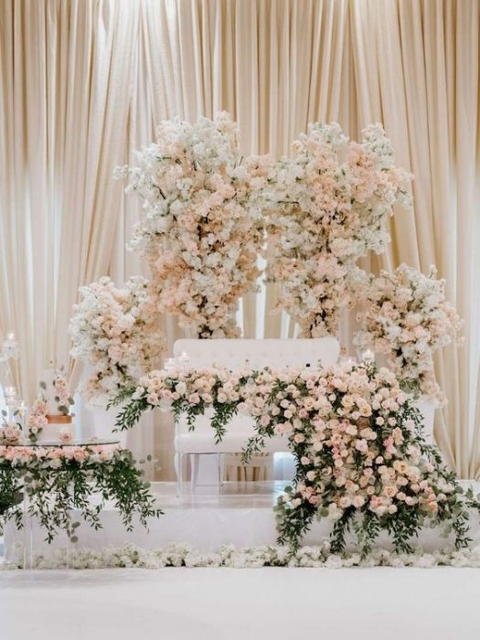 Floral Hoop Rose Gold Wedding Decor ideas for nuptial Backdrop