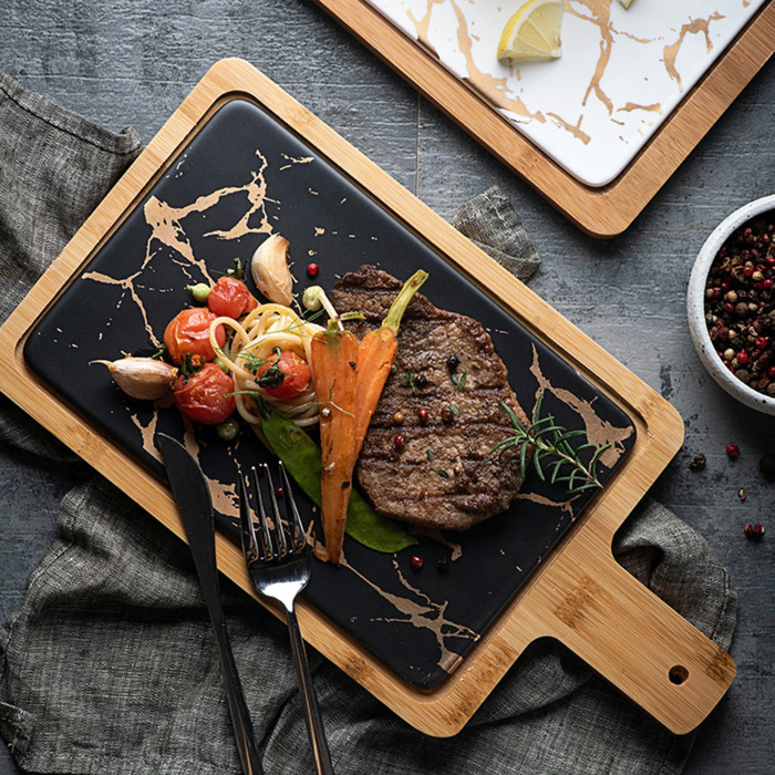 Wood and Marble Appetizer Serving Platter