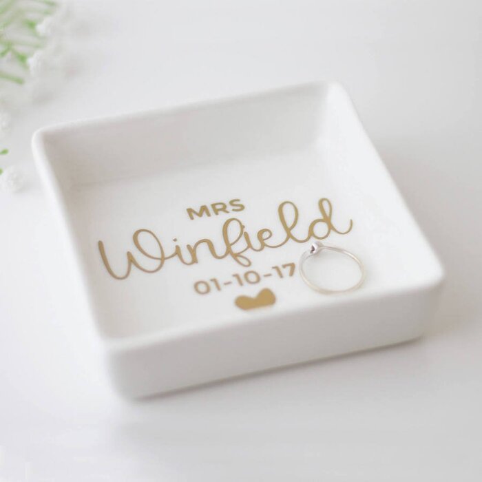 31 Best Wedding Gifts For Bride From Groom Suggestions in 2022 86 Personalized Ring Dish - wedding gifts for bride from groom