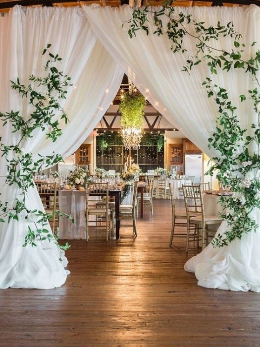 White Drapes For Ceremony Farmhouse Wedding Decor