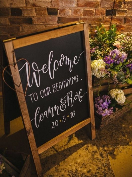 Rustic Farmhouse Wedding Decor Hand-Lettered Welcome Sign