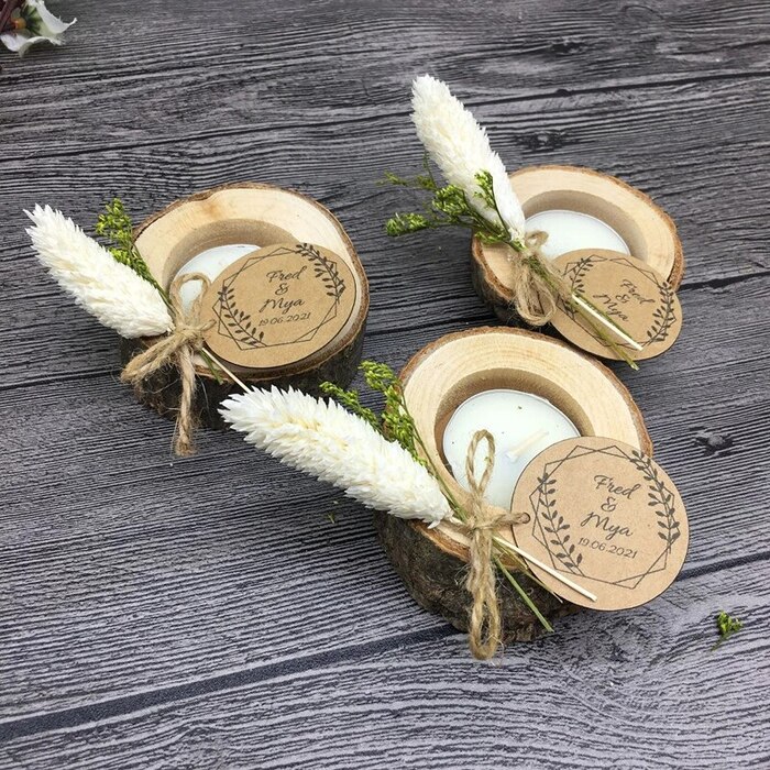 Engagement Party Favor Ideas - Wooden Tealight Holders