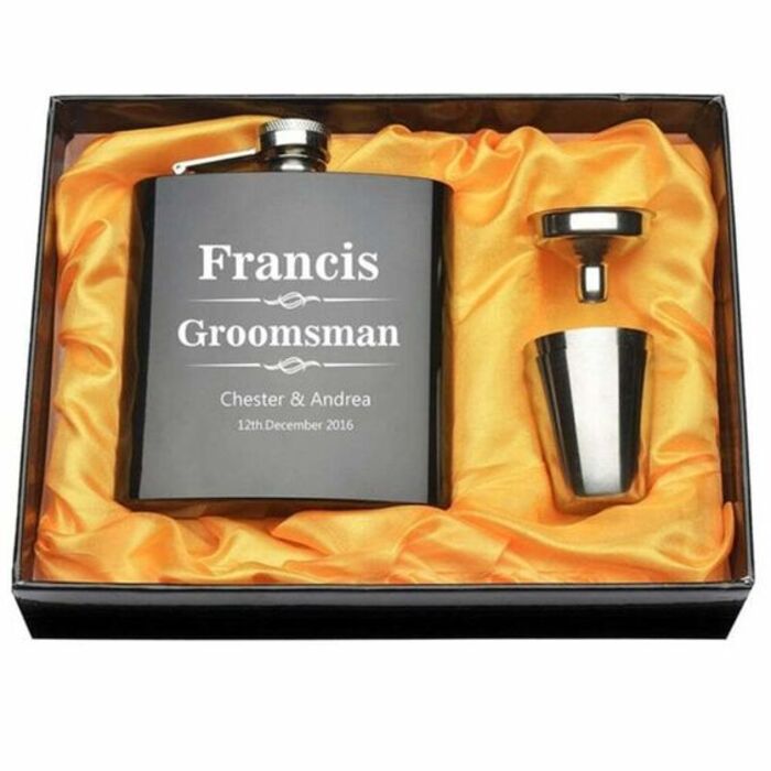 47 Impressive Wedding Gifts For Groomsmen To Actually Use 79 An Engraved Hip Flask Gift Set Wedding Gifts For Groomsmen