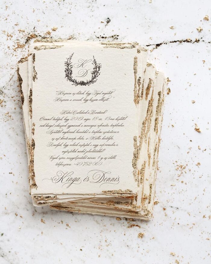 Gold Leaf DIY Wedding Invitations