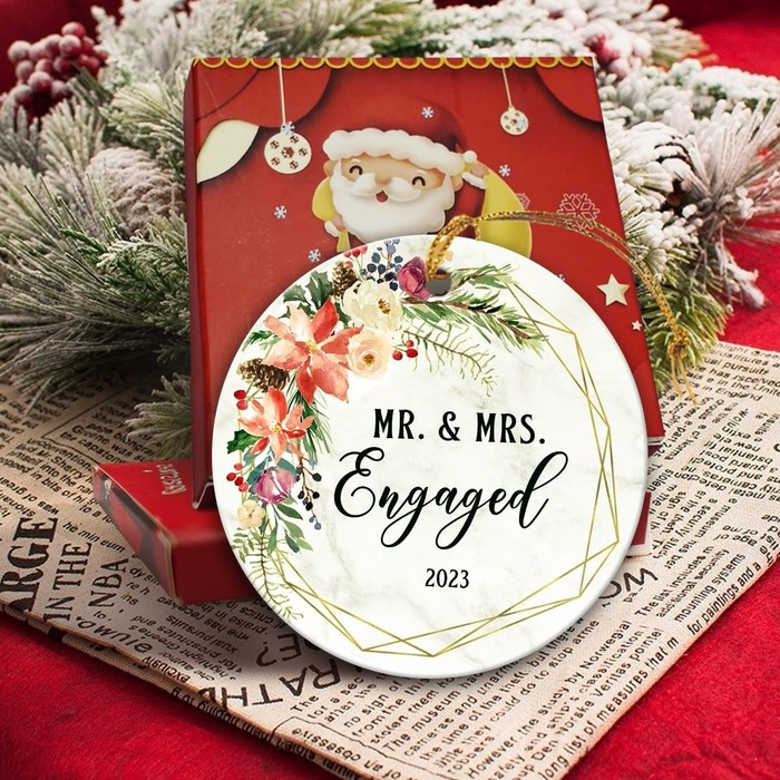 personalized engagement Christmas ornament for couples