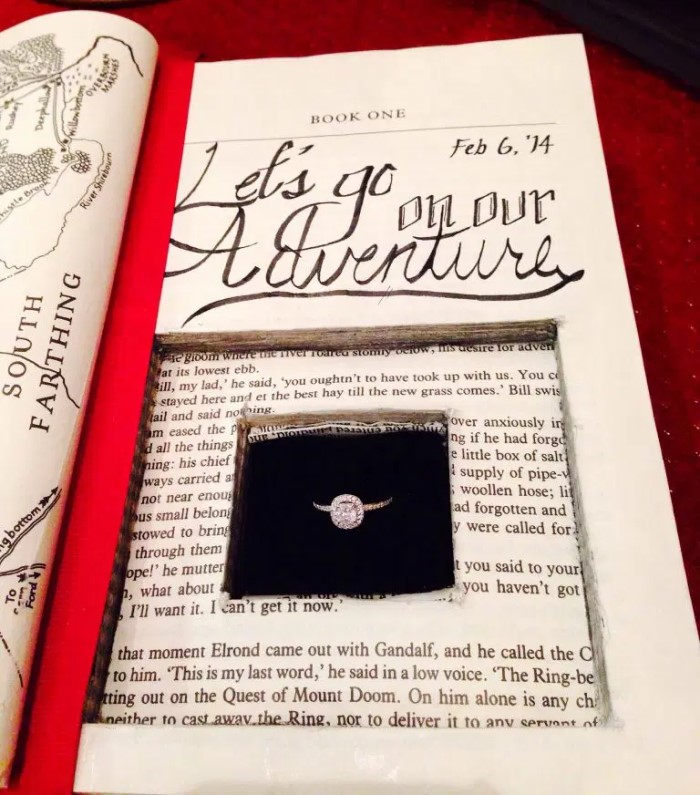 Private marriage proposal ideas with books