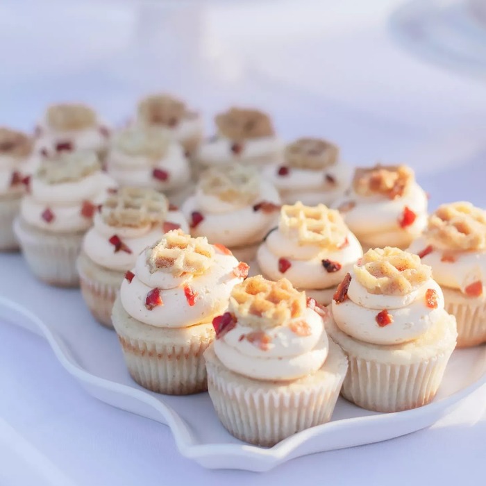 Mini bridal shower cupcakes inspired by waffles