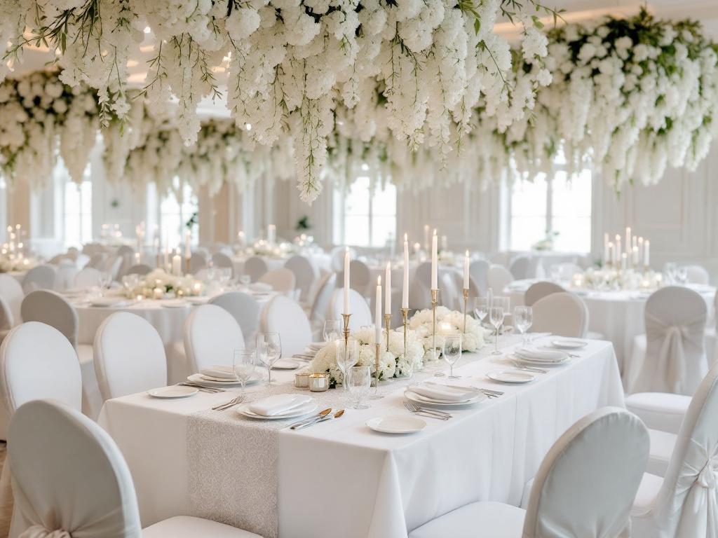 All-White Wedding Decor Table Setting