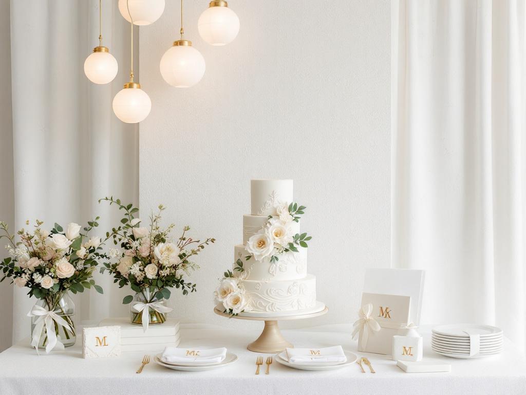 All-White Wedding Decor Cake Stand