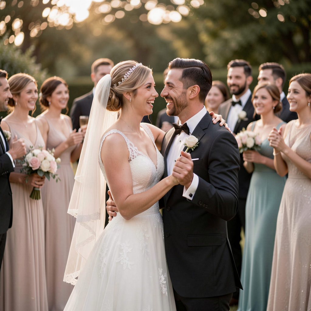 Cash Funds vs Traditional Registries: What Modern Couples Prefer in 2026 16 A wedding couple dancing joyfully at their reception surrounded by friends and family