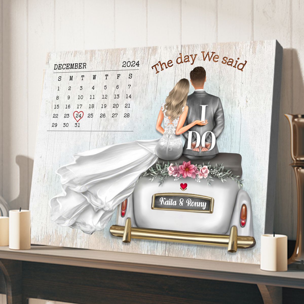 unique gifts for newlyweds couples personalized calendar canvas wall art 2
